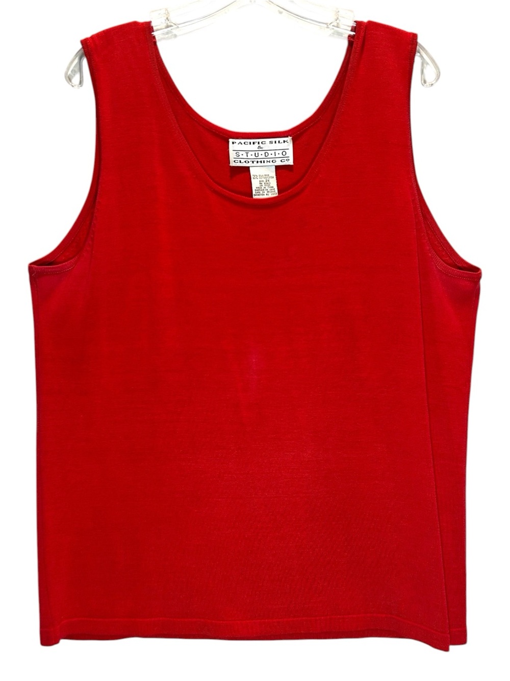 Pacific Silk Red Silk Blend Sleeveless Knit Pullover Top - Size 2X
